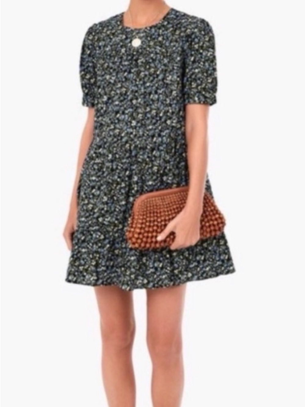 Hyacinth House Floral Short Sleeve Mini Dress in Black